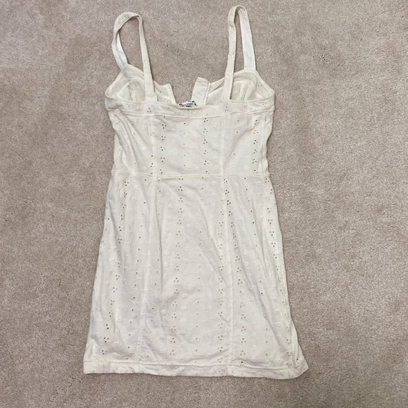 Free People Intimately Cream Colored Slip Mini Dress with Eyelets Corset Style - Picture 5 of 6
